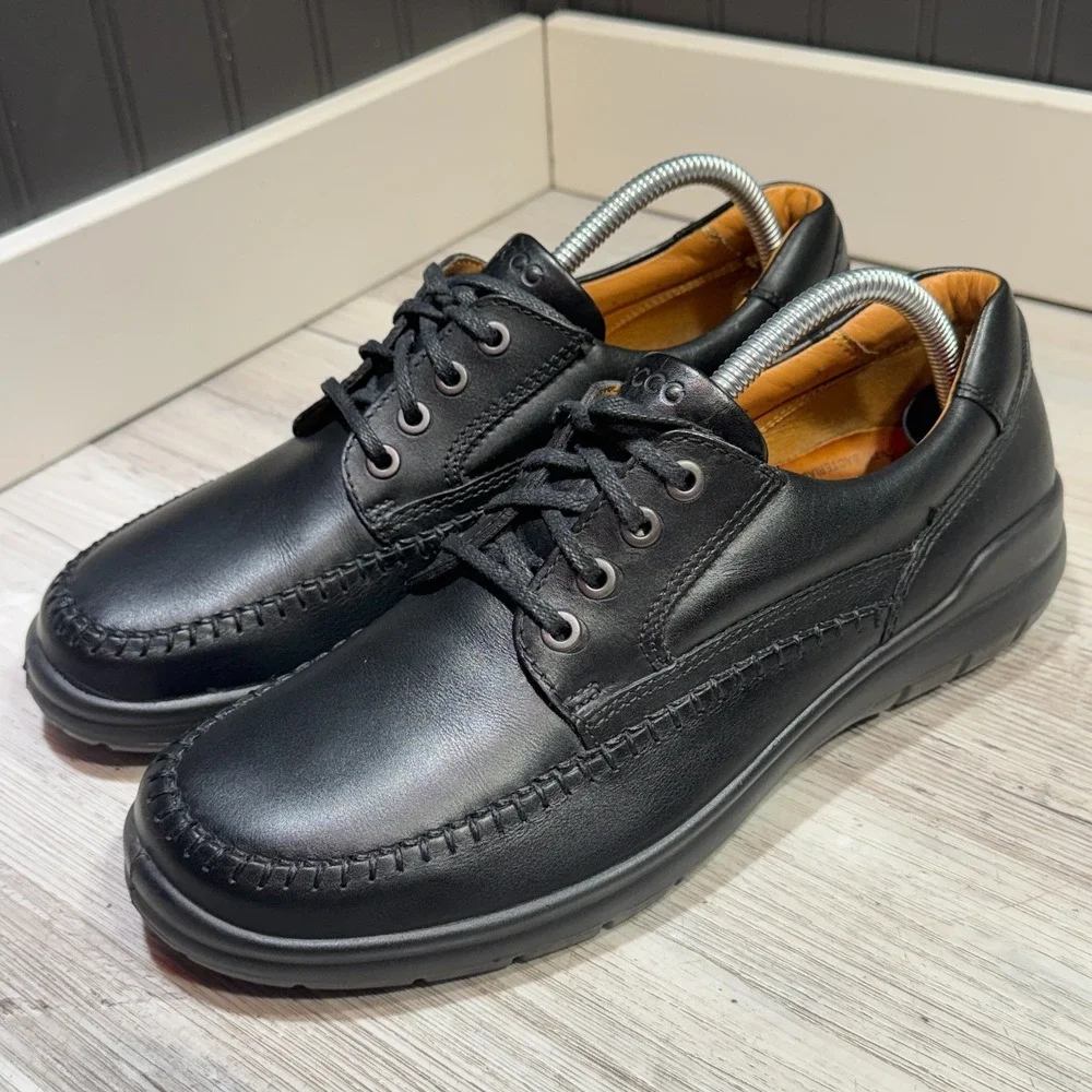 Men's ECCO Seawalker Leather Tie Oxford Shoes - Black - Sz EU 42 US 8-8.5